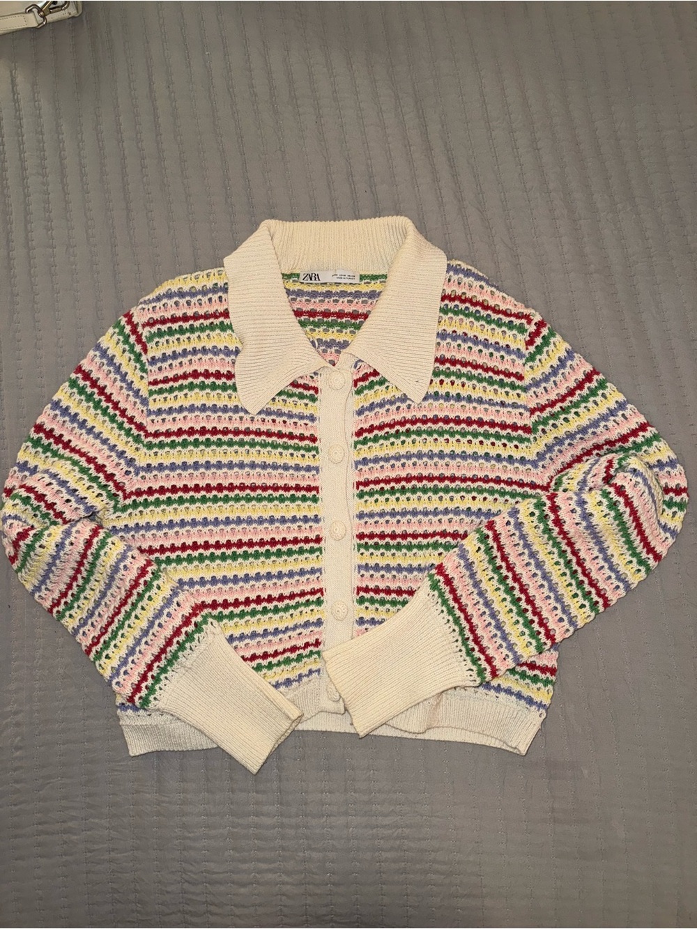 Zara Striped Crochet Cardigan